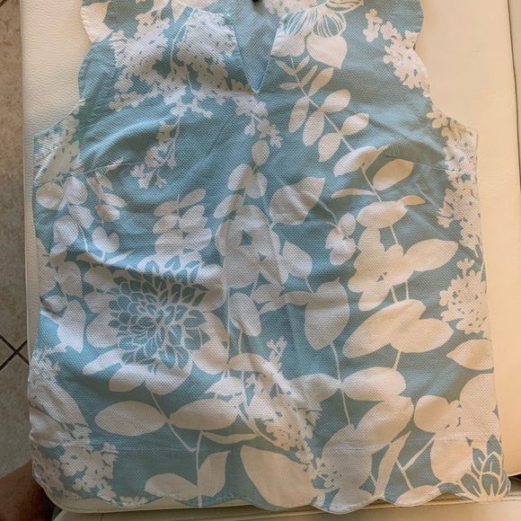 Talbots Blue and White Floral Blouse - Picture 4 of 5